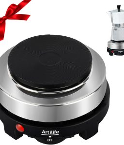 Artilife 500W Small Hot Plate Mini Hot Plate,Artilife 500w Small Electric Hot Plate,Mini Stove Portable Stove Kitchen Cooktop Electric Heater,Perfect Size for Moka Pot 110V